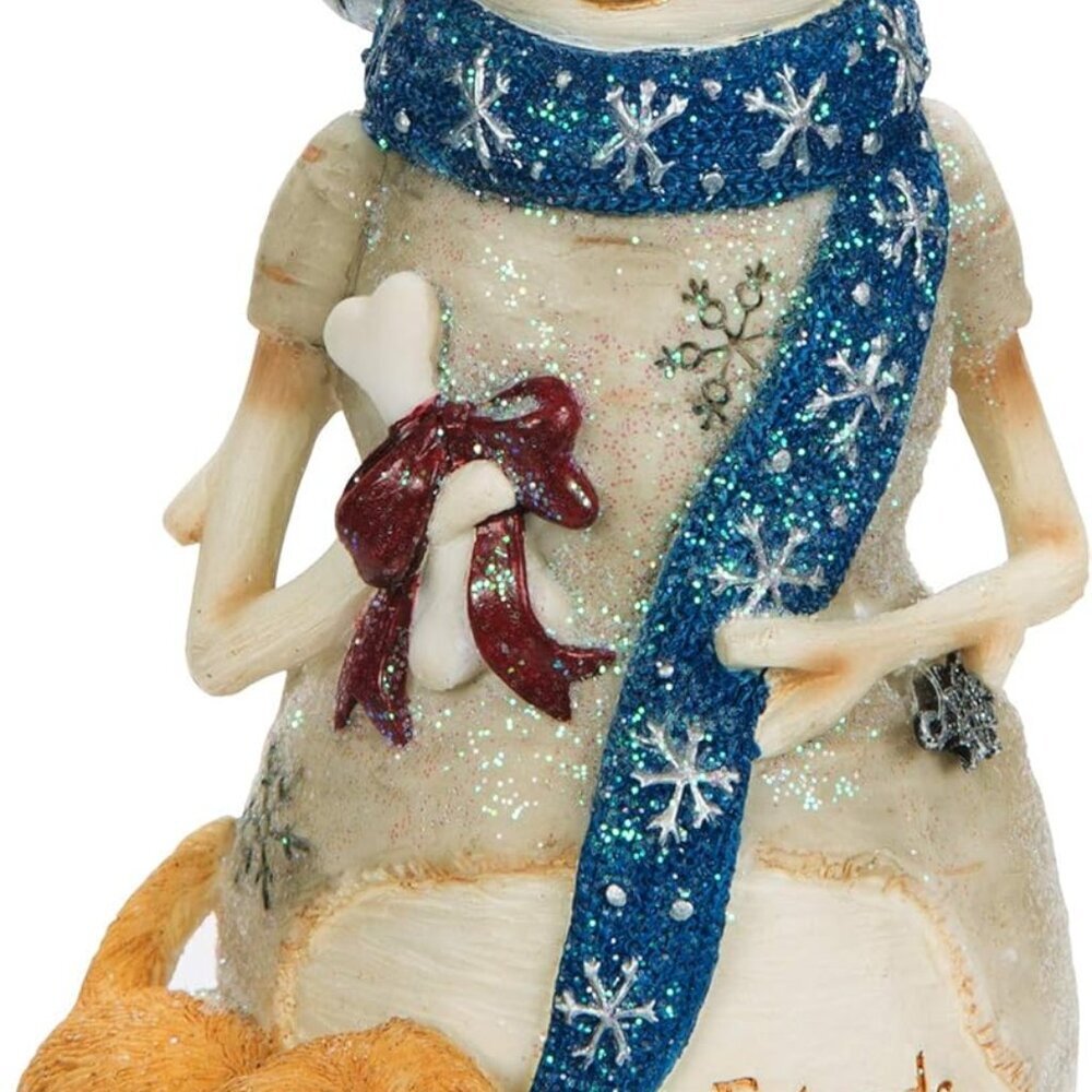 The Birchhearts Friends Forever Snowman Figurine with Puppy, 4.5", White